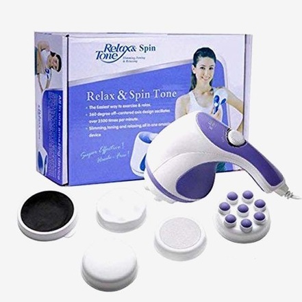 Relax Tone Spin Body Massager With 5 Headers Relax Spin Tone Slimming Lose Weight Burn Fat Full Body Massage Devic