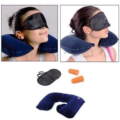 Travel Selection 3 in 1 with Comfort Neck Pillow Sleeping Eye Mask & Travel Earplug Set