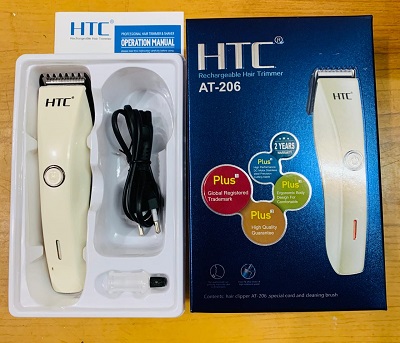 Easy Brush Cleaning White HTC AT-206 Professional Hair Trimmer Clipper